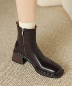 CHIKO Dunia Square Toe Block Heels Ankle Boots