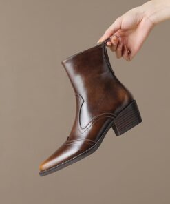 CHIKO Elizabeth Pointy Toe Block Heels Ankle Boots