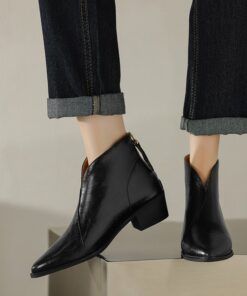 CHIKO Emily Pointy Toe Block Heels Ankle Boots
