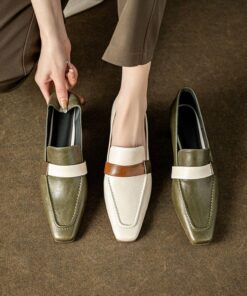 CHIKO Emylee Square Toe Block Heels Loafers Shoes