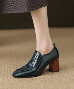 CHIKO Fariha Square Toe Block Heels Loafers Shoes
