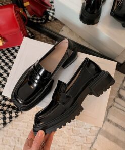 CHIKO Fernanda Square Toe Block Heels Loafers Shoes
