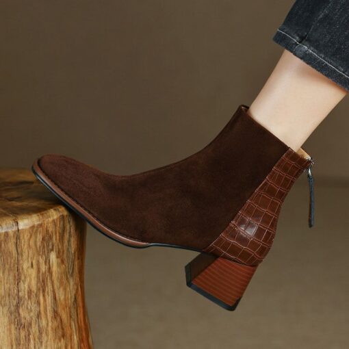 Buy CHIKO Gezane Square Toe Block Heels Ankle Boots online shopping cheap