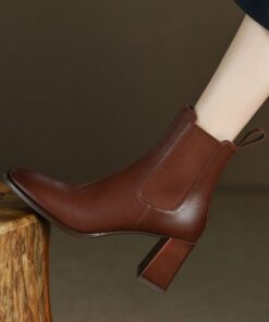 CHIKO Ginesa Square Toe Block Heels Ankle Boots