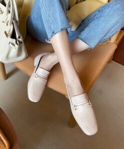 CHIKO Glaucia Square Toe Block Heels Loafers Shoes