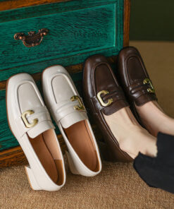 CHIKO Glorianne Square Toe Block Heels Loafers Shoes