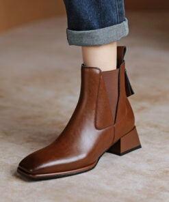 CHIKO Grisela Square Toe Block Heels Ankle Boots