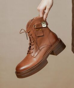 CHIKO Hadiya Round Toe Block Heels Ankle Boots