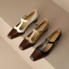 Buy CHIKO Hala Square Toe Block Heels T-Strap Shoes online shopping cheap