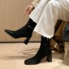 Buy CHIKO Halimah Square Toe Block Heels Ankle Boots online shopping cheap