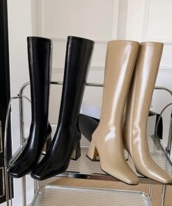 CHIKO Hana Square Toe Block Heels Knee High Boots