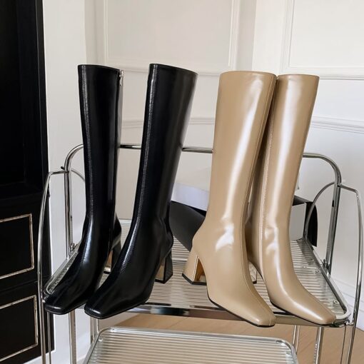 Buy CHIKO Hana Square Toe Block Heels Knee High Boots online shopping cheap
