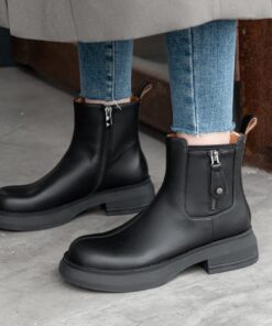 CHIKO Haneen Round Toe Block Heels Ankle Boots