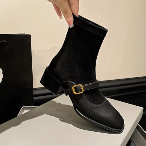 Buy CHIKO Hanifa Square Toe Block Heels Ankle Boots online shopping cheap
