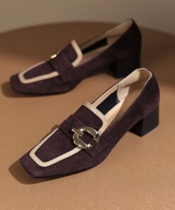 CHIKO Hasina Square Toe Block Heels Loafers Shoes