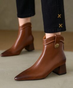 CHIKO Haya Pointy Toe Block Heels Ankle Boots