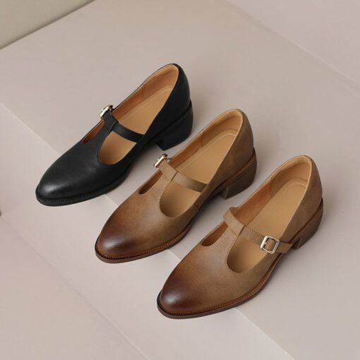 Buy CHIKO Hoa Round Toe Block Heels T-Strap Shoes online shopping cheap