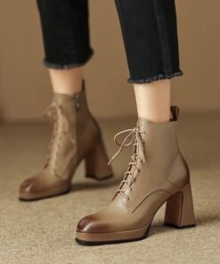 CHIKO Hogolina Square Toe Block Heels Ankle Boots