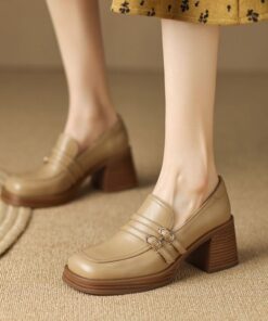 CHIKO Hong Square Toe Block Heels Loafers Shoes
