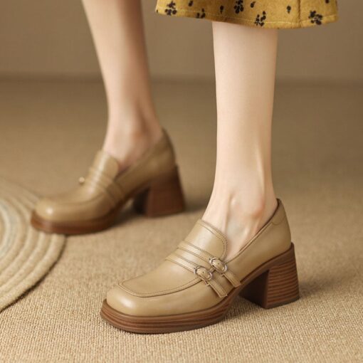 Buy CHIKO Hong Square Toe Block Heels Loafers Shoes online shopping cheap