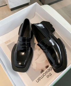CHIKO Imala Square Toe Block Heels Loafers Shoes