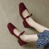 CHIKO Inca Square Toe Block Heels Mary Jane Shoes