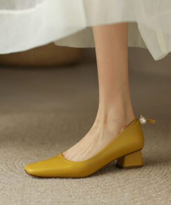 CHIKO Irta Square Toe Block Heels Pumps Shoes