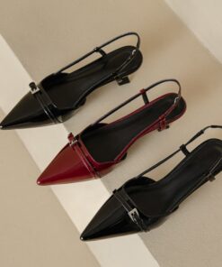 CHIKO Jailyn Pointy Toe Kitten Heels Slingback Shoes