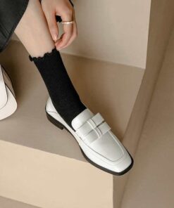 CHIKO Jakalyn Square Toe Block Heels Loafers Shoes