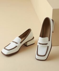 CHIKO Jakayla Square Toe Block Heels Loafers Shoes