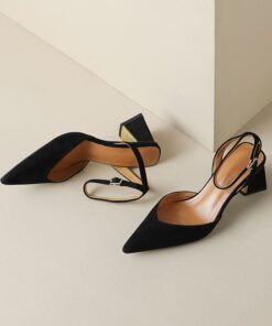 CHIKO Jalessa Pointy Toe Block Heels Slingback Shoes
