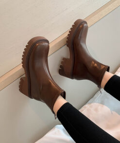 CHIKO Jamecia Square Toe Block Heels Ankle Boots