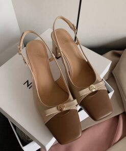 CHIKO Janai Square Toe Block Heels Slingback Shoes