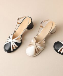 CHIKO Jaycie Round Toe Block Heels Slingback Shoes