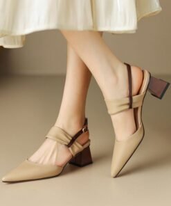 CHIKO Jennilynn Pointy Toe Block Heels Slingback Shoes