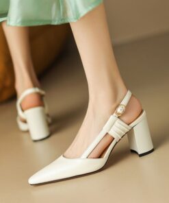 CHIKO Jerika Square Toe Block Heels Slingback Shoes