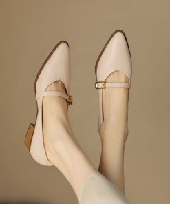 CHIKO Jevette Pointy Toe Block Heels Mary Jane Shoes