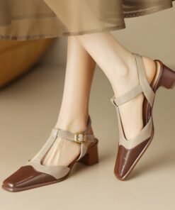 CHIKO Jonni Square Toe Block Heels T-Strap Shoes