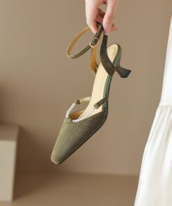 CHIKO Jonnie Square Toe Kitten Heels Slingback Shoes