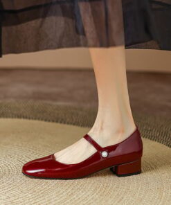 CHIKO Julia Round Toe Block Heels Mary Jane Shoes