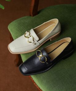 CHIKO Juliana Square Toe Block Heels Loafers Shoes