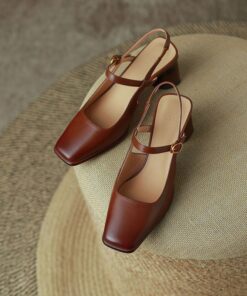 CHIKO Julieann Square Toe Block Heels Slingback Shoes