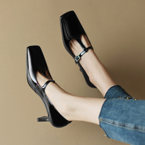 Buy CHIKO Kaely Square Toe Chunky Heels T-Strap Shoes online shopping cheap