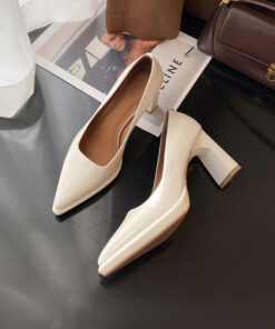 CHIKO Kanda Pointy Toe Chunky Heels Pumps Shoes