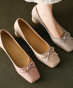 CHIKO Karishma Square Toe Block Heels Pumps Shoes