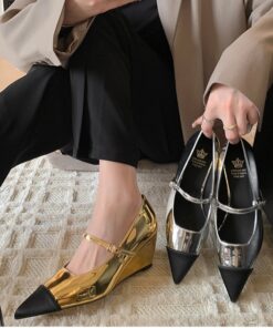 CHIKO Karleen Pointy Toe Wedge Mary Jane Shoes