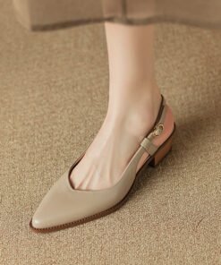 CHIKO Karrie Pointy Toe Block Heels Slingback Shoes