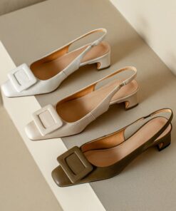 CHIKO Kassey Square Toe Block Heels Slingback Shoes