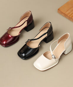 CHIKO Kayanna Square Toe Block Heels Pumps Shoes