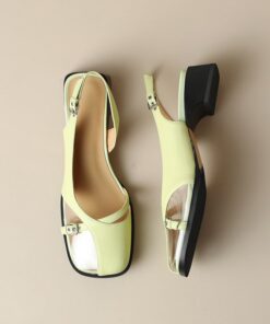 CHIKO Kaycee Square Toe Block Heels Slingback Shoes